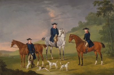 John Corbet, Sir Robert Leighton and John Kynaston with Their Horses and Hounds by J. Francis Sartorius